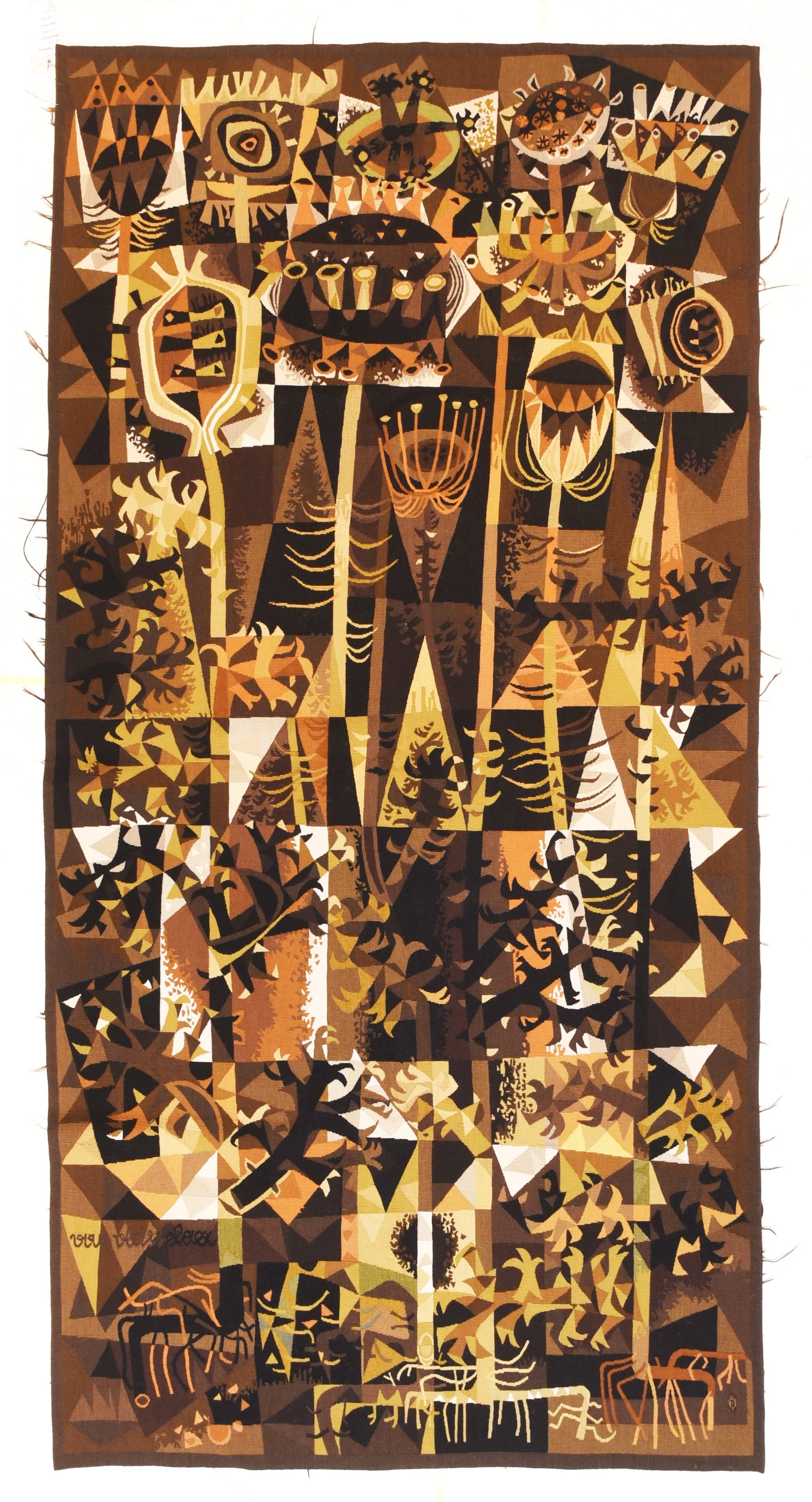 Vintage Beige Contemprary French Tapestry Area Rug