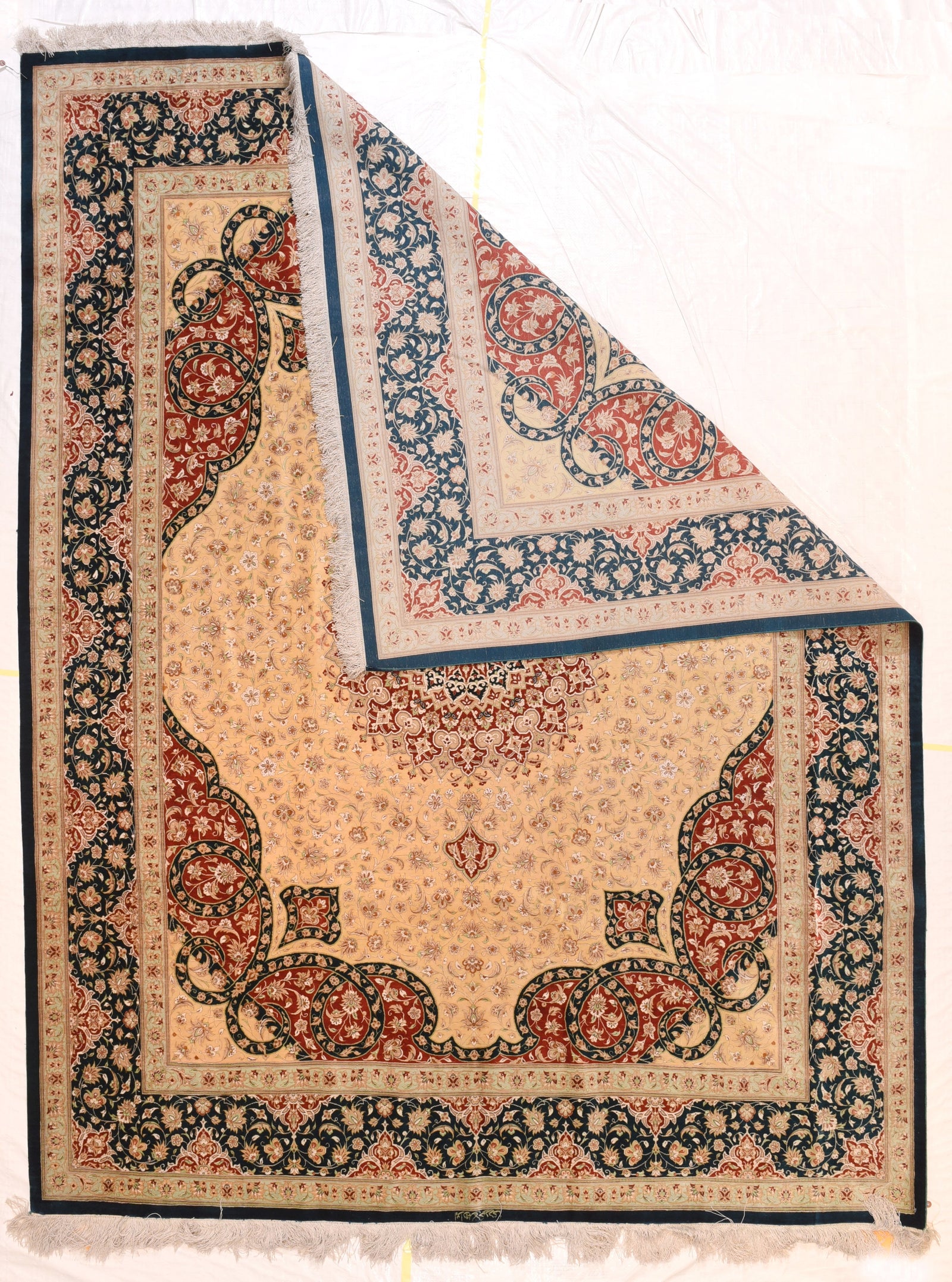 Vintage Fine Persian Qum Area Rug