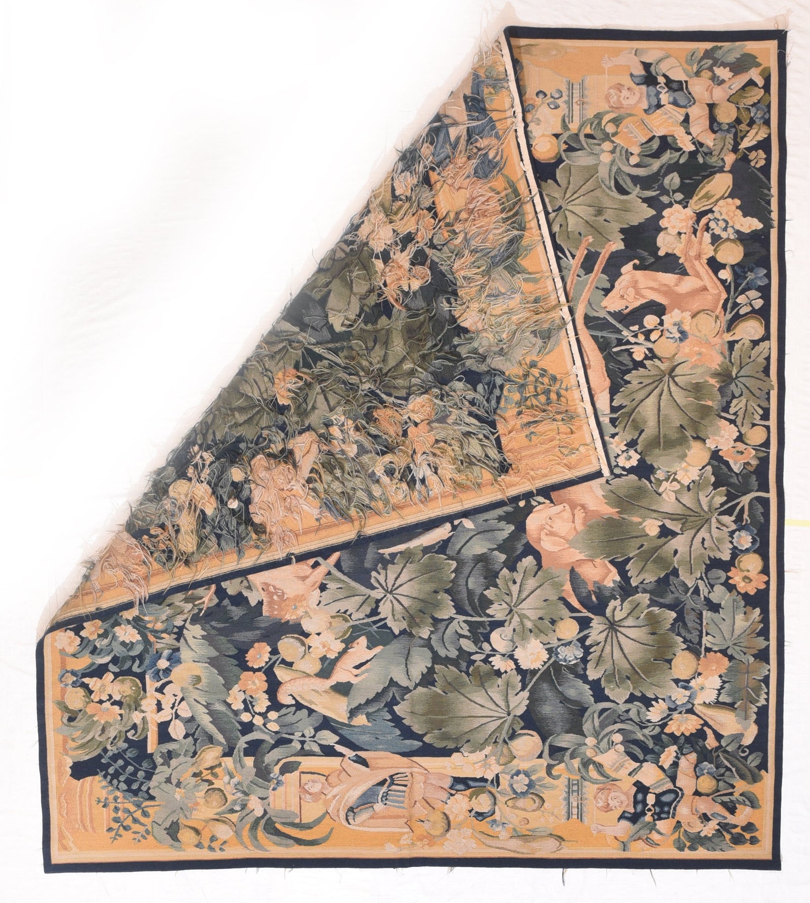 Vintage French Pictorial Tapestry Area Rug