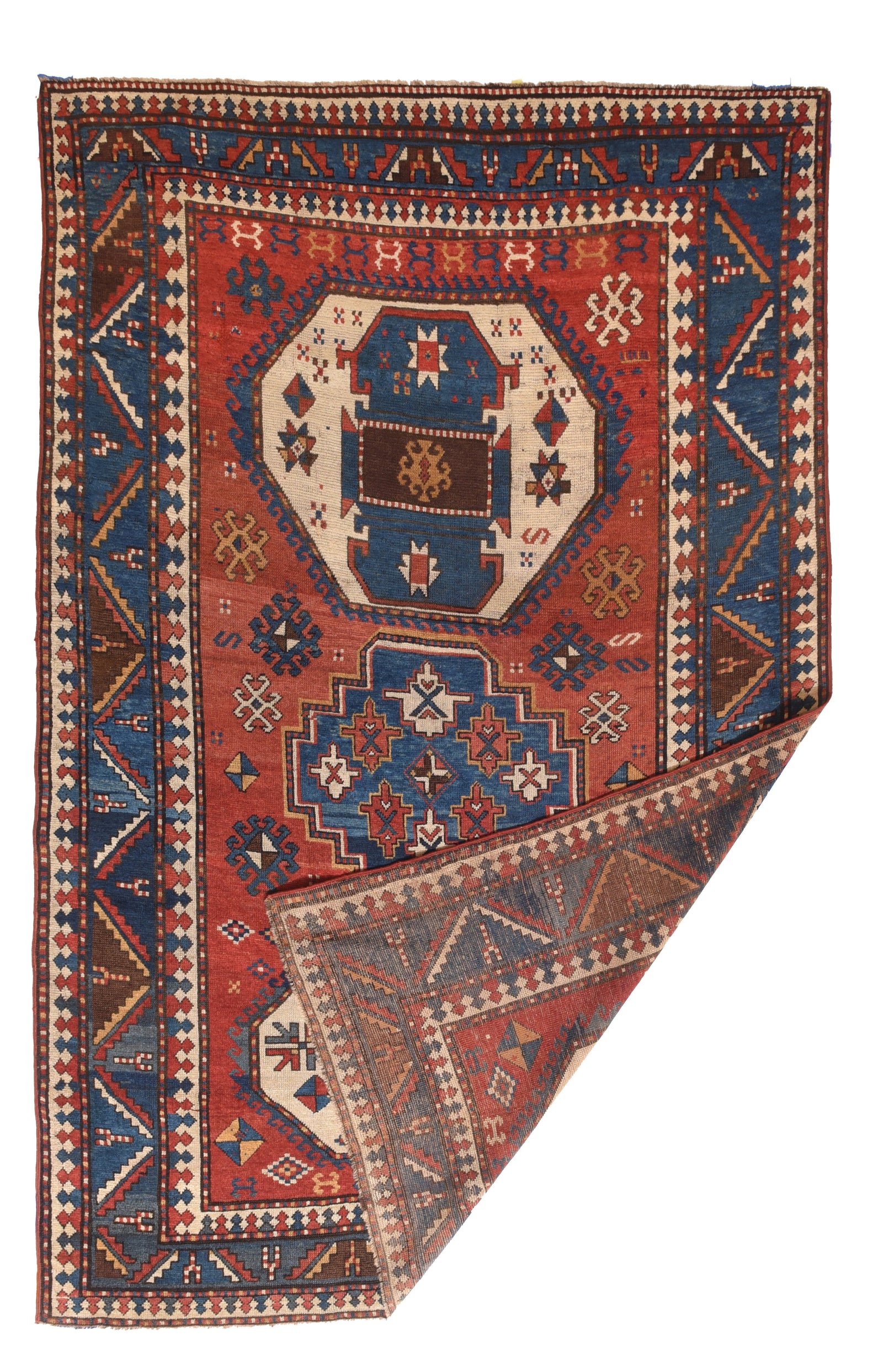 Antique Kazak Russian Area Rug