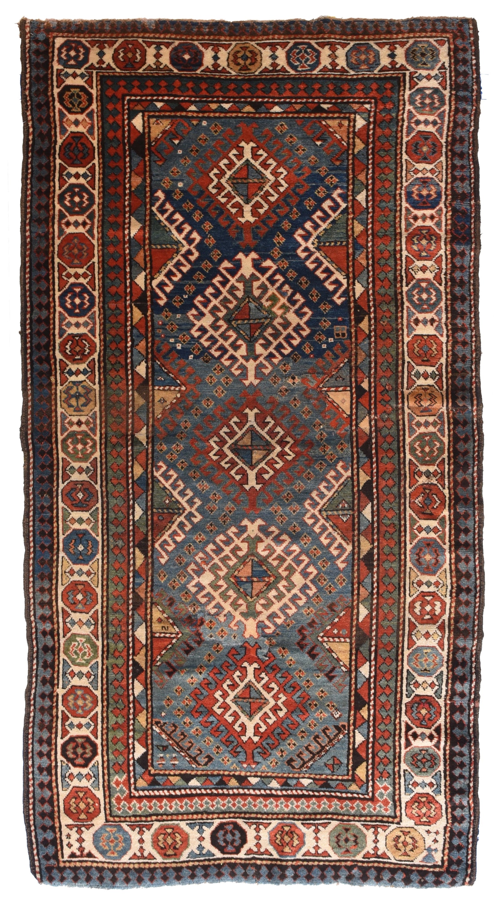 Antique Red Kazak Borcholo Russian Area Rug