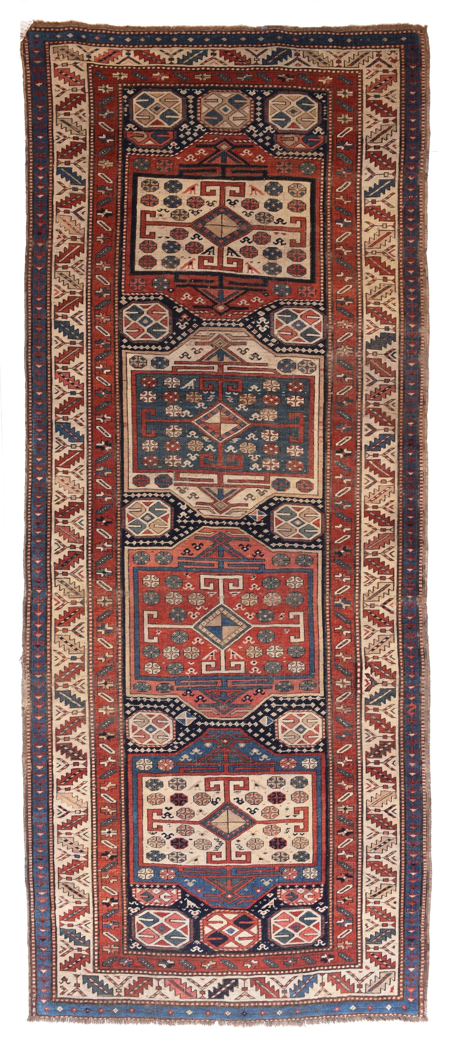 Antique Red Caucasian Russian Area Rug