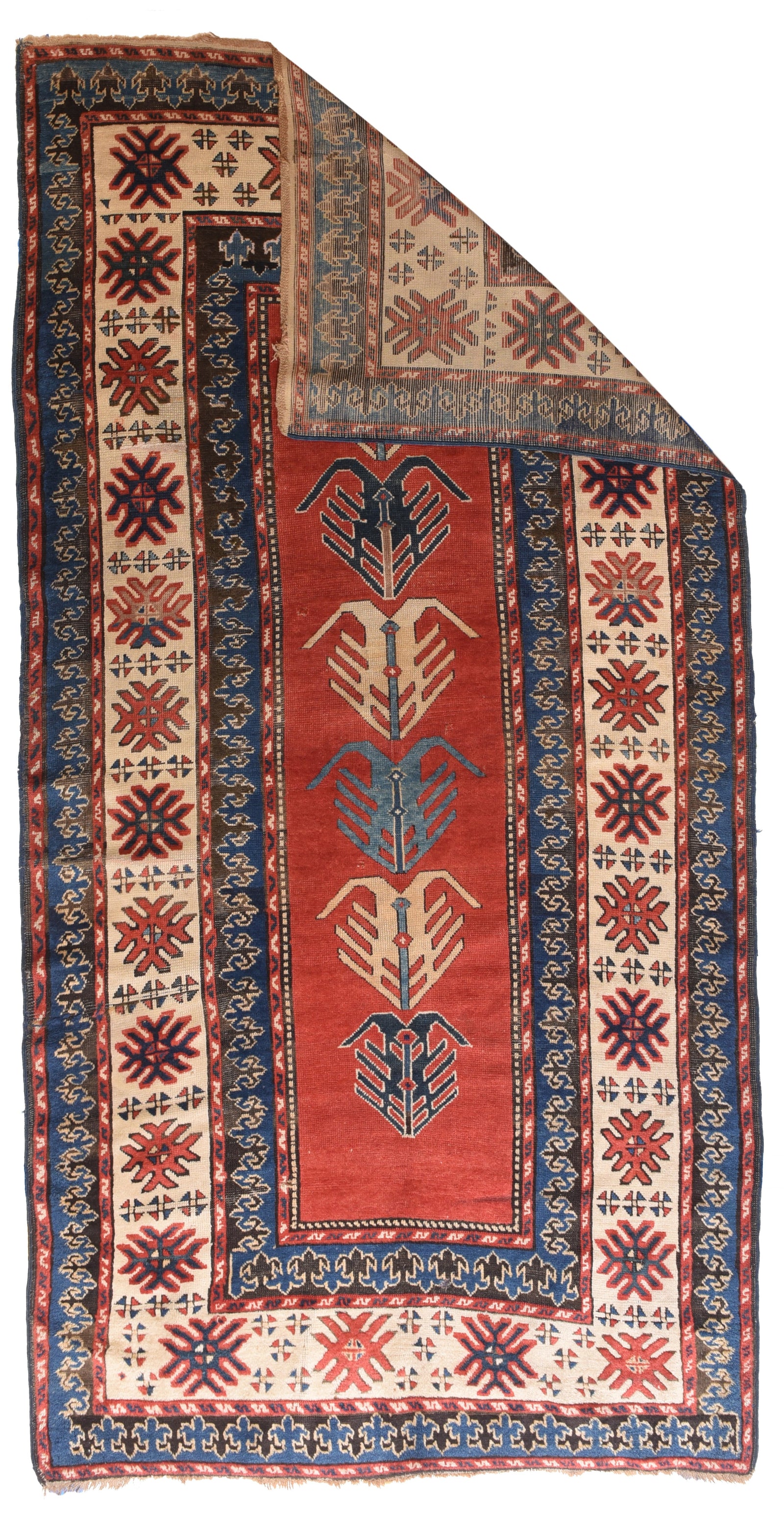 Antique Kazak Russian Area Rug