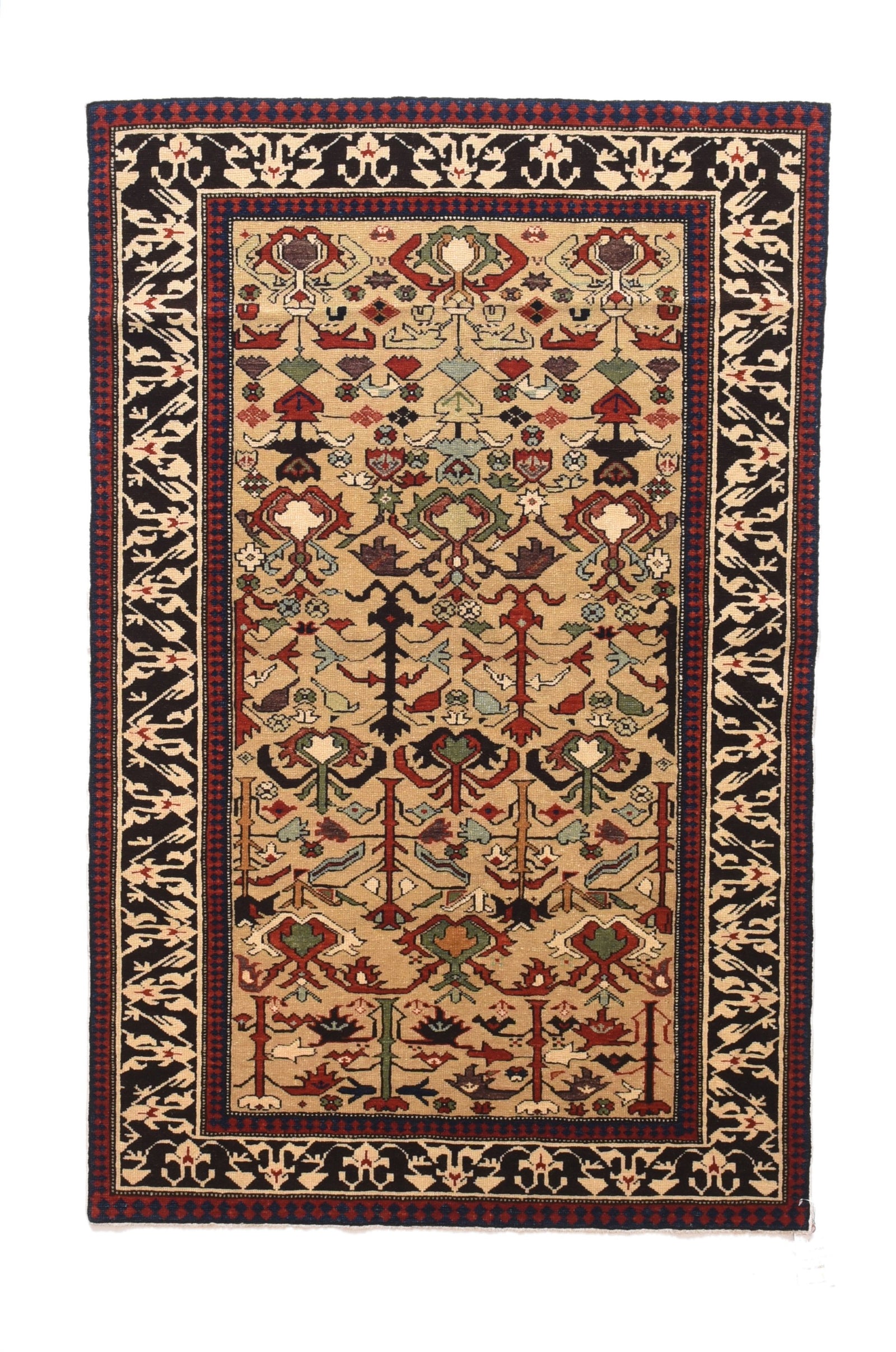Vintage Ivory shirvan Russian Area Rug