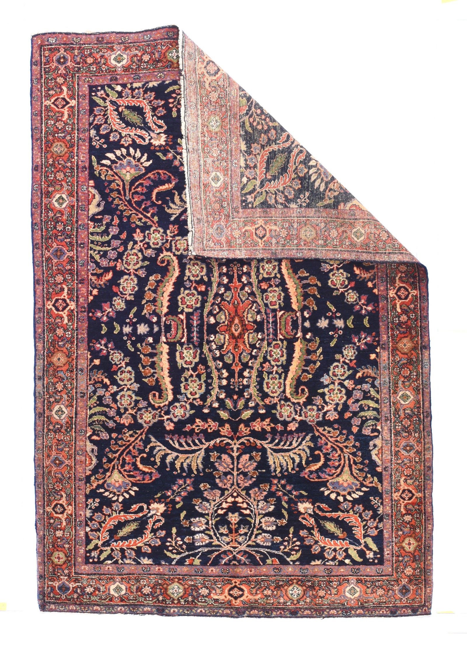 Antique Mohajeran Sarouk Persian Area Rug