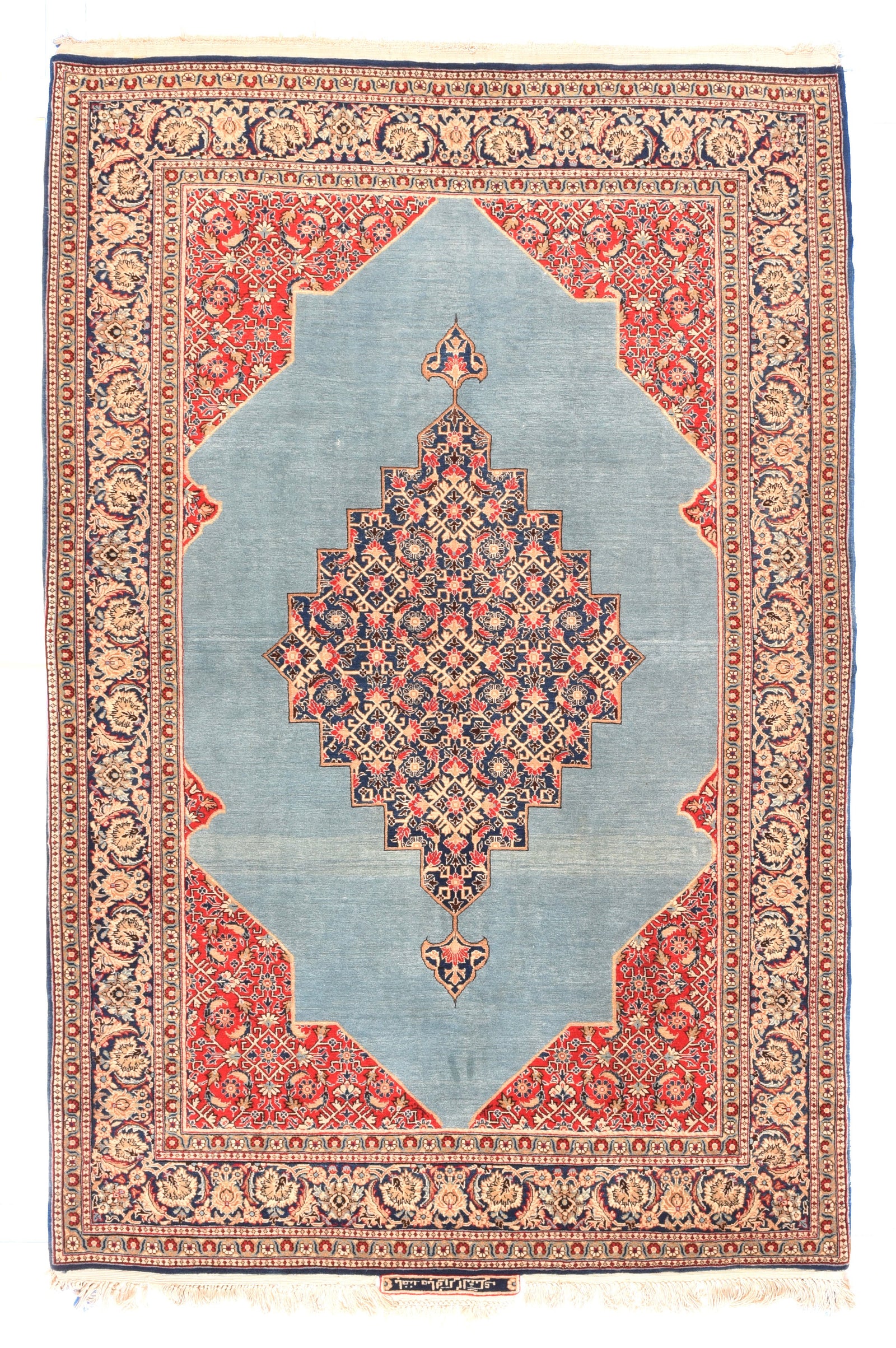 Semi Antique Red Qum Persian Area Rug