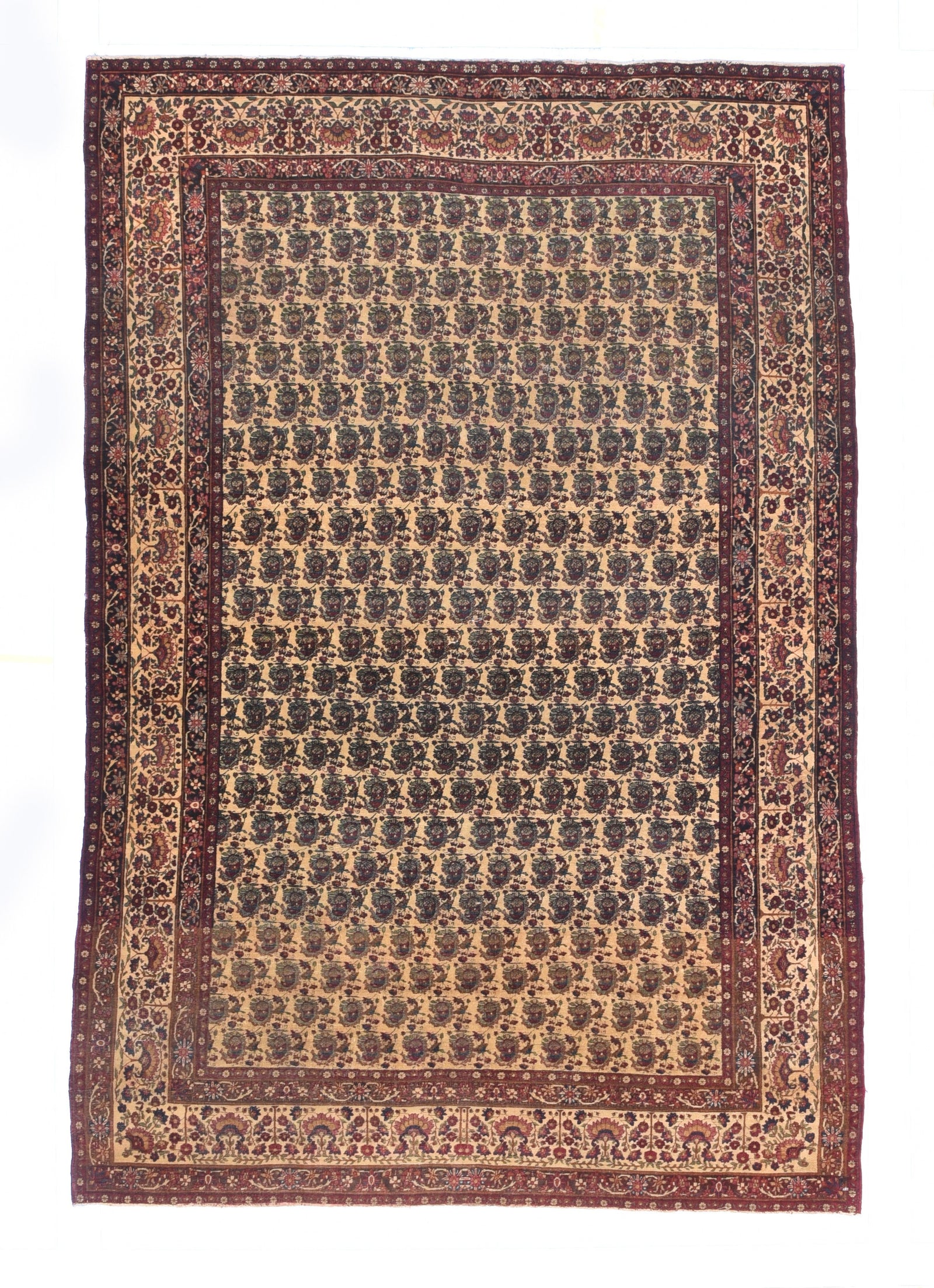 Antique Brown Lavar Kerman Persian Area Rug