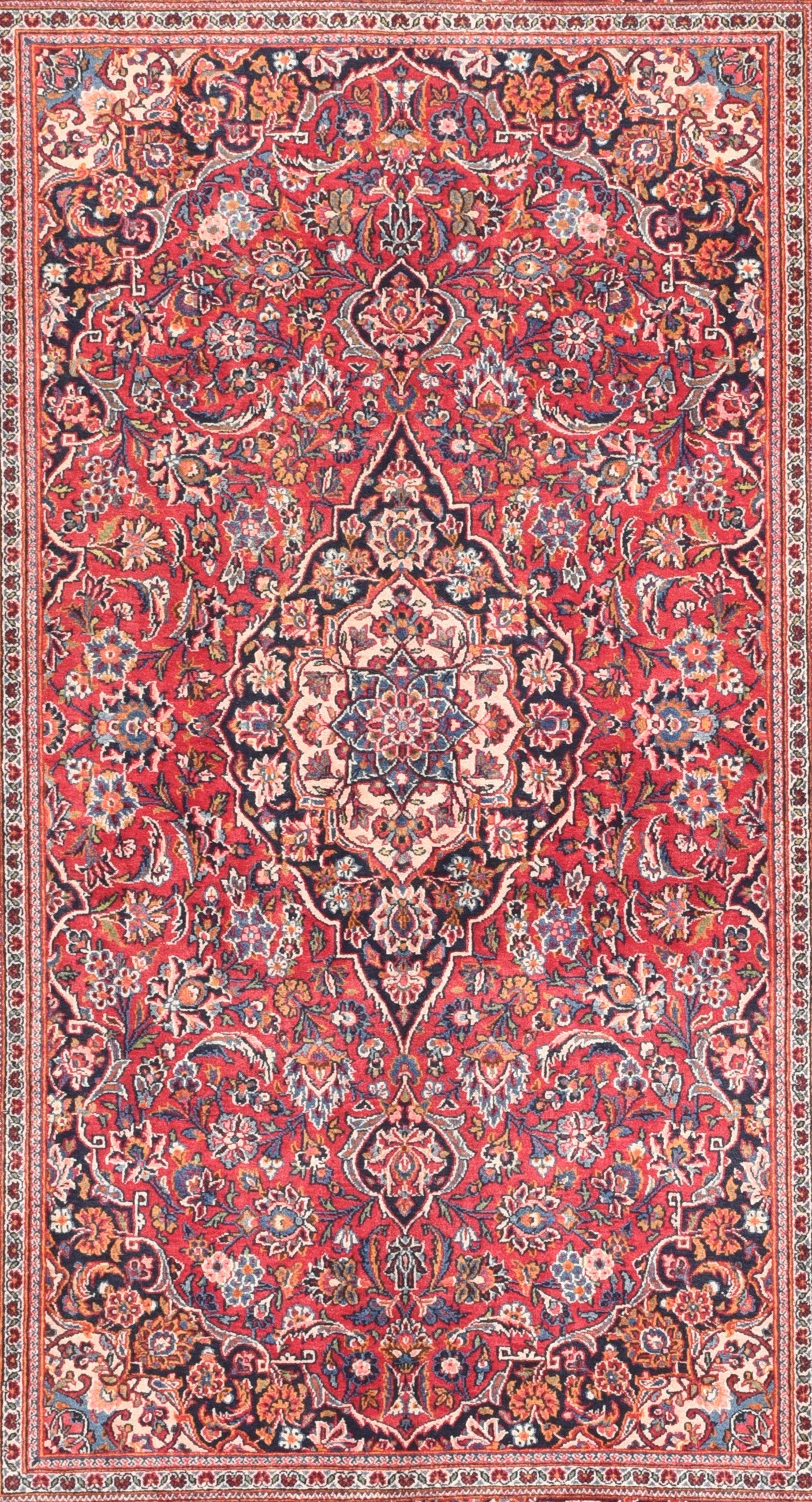 Semi Red Kashan Persian Area Rug