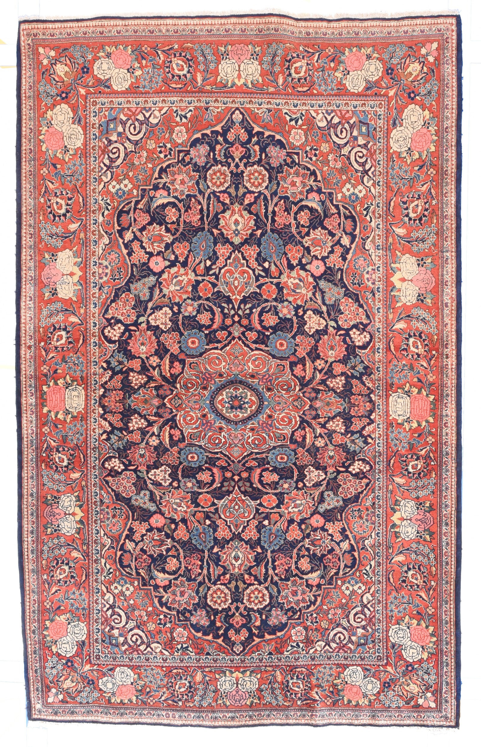 Antique Red Kashan Persian Area Rug