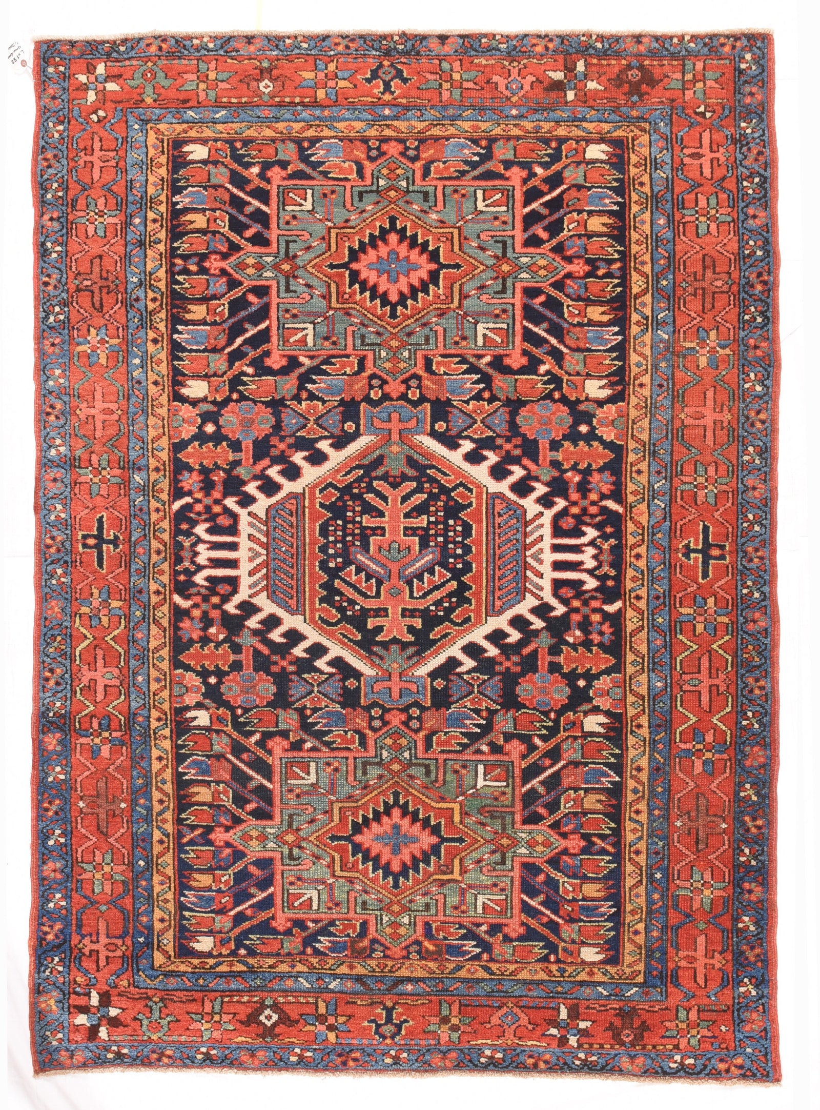 Antique Navy Karaje Herris Persian Area Rug