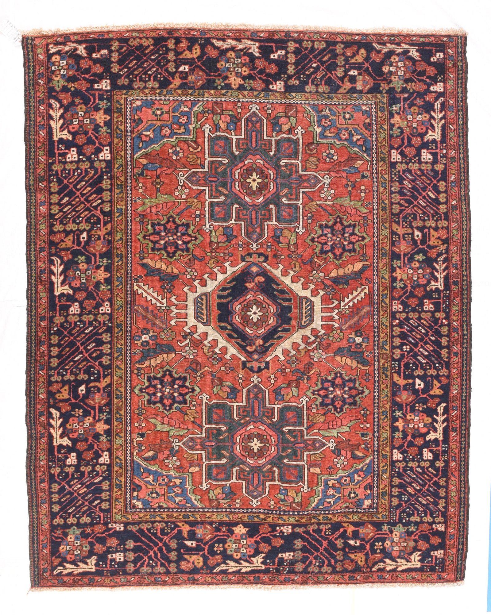 Antique Rust Karejeh Persian Area Rug