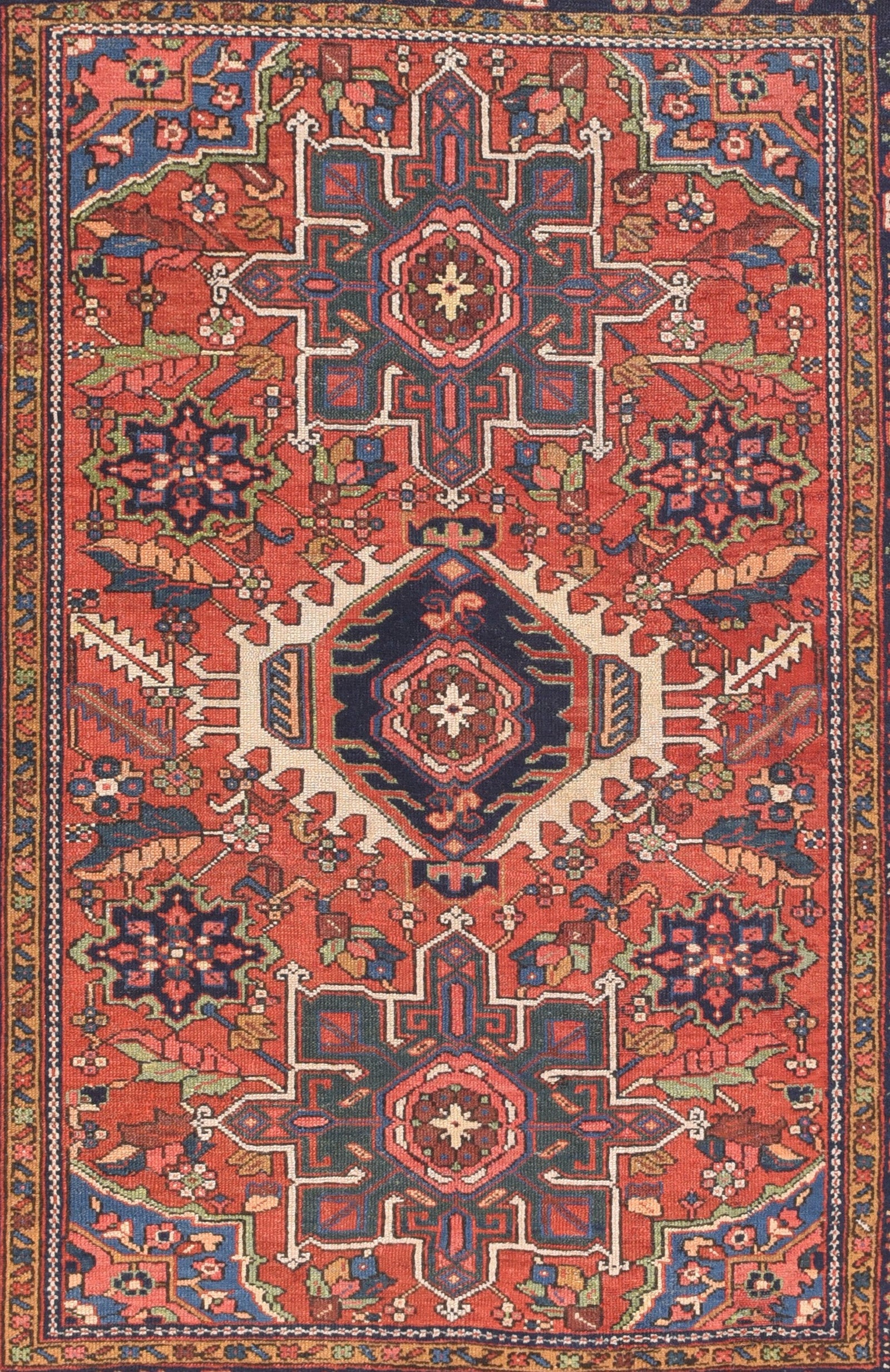 Antique Karejeh Persian Area Rug