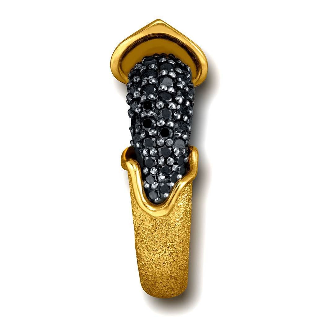 Black Diamonds and Yellow Gold Aorn Ring