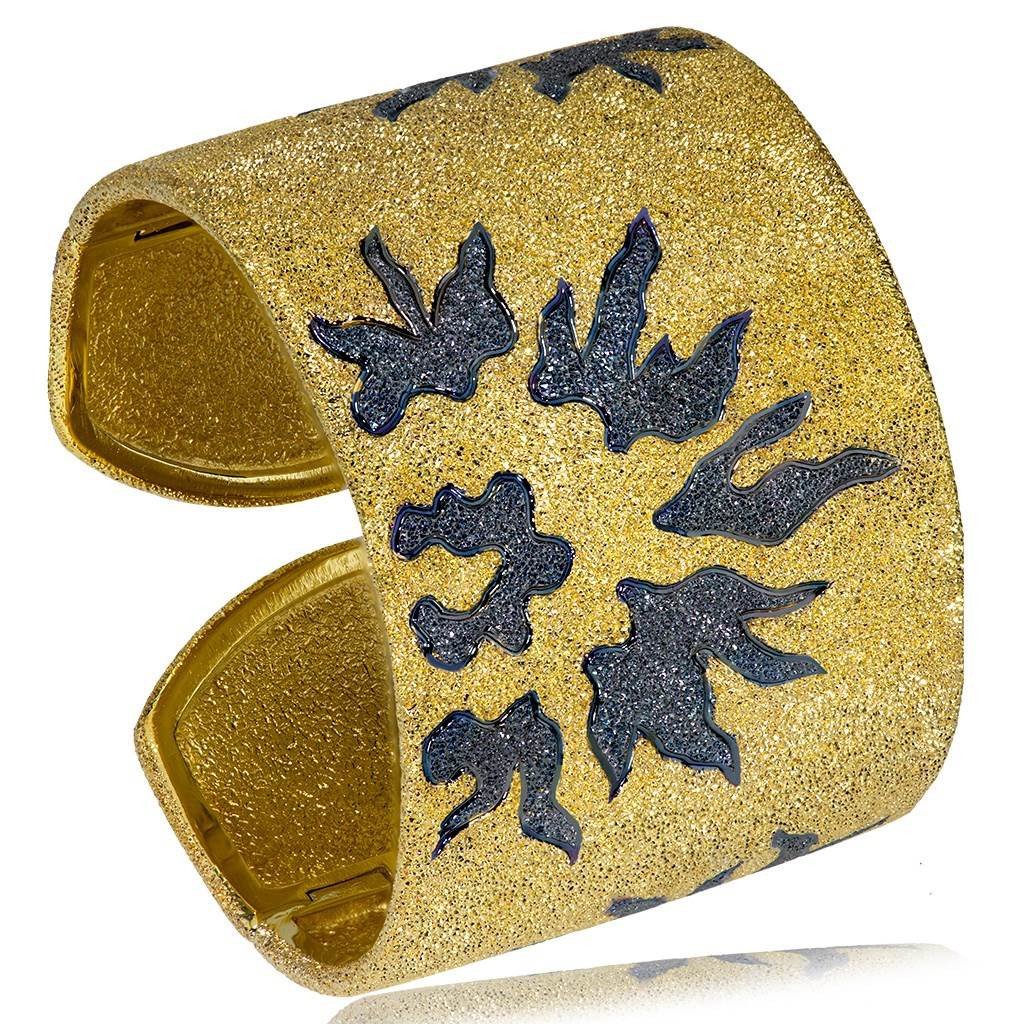 Sun Cuff in Silver, Gold and Black Rhodium