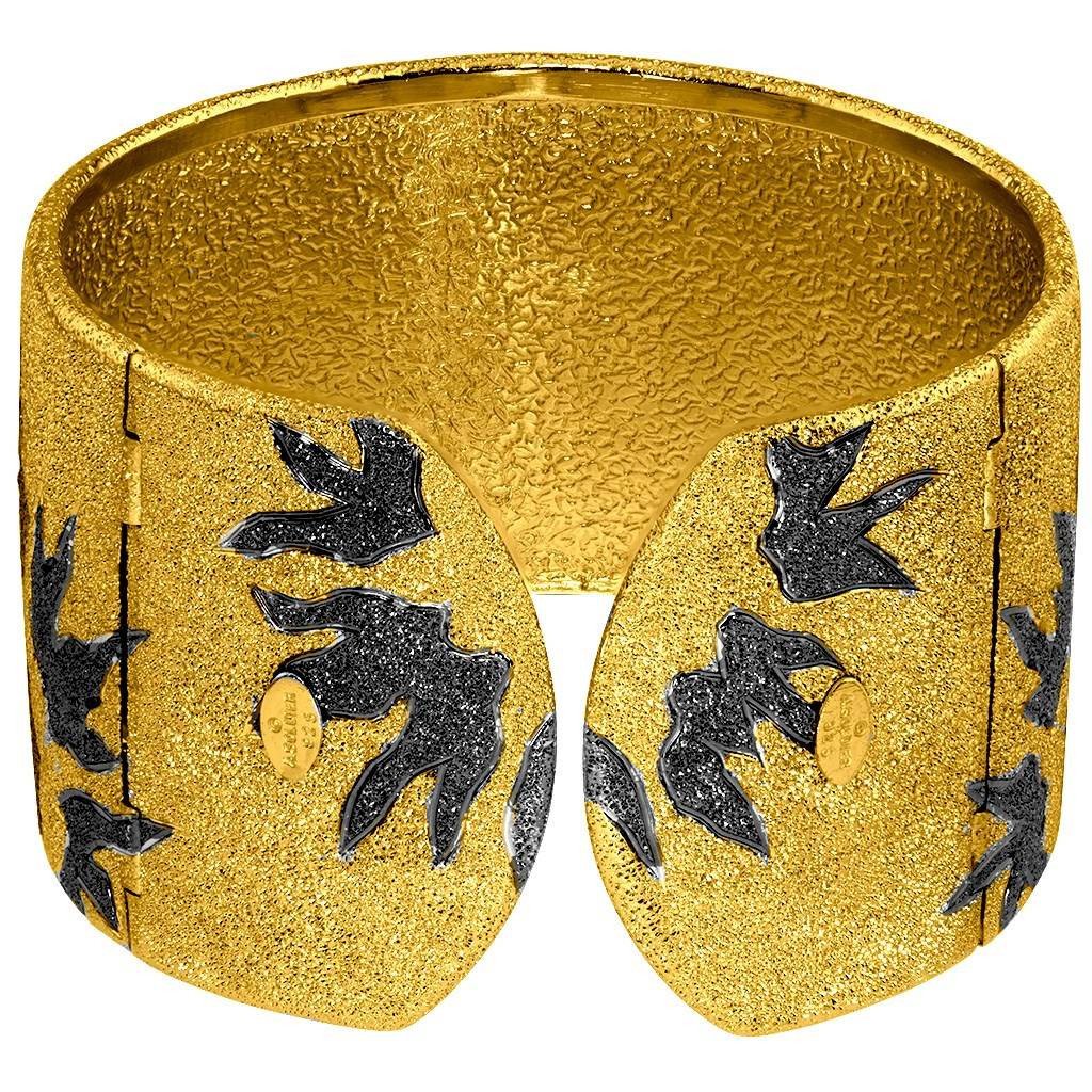 Sun Cuff in Silver, Gold and Black Rhodium