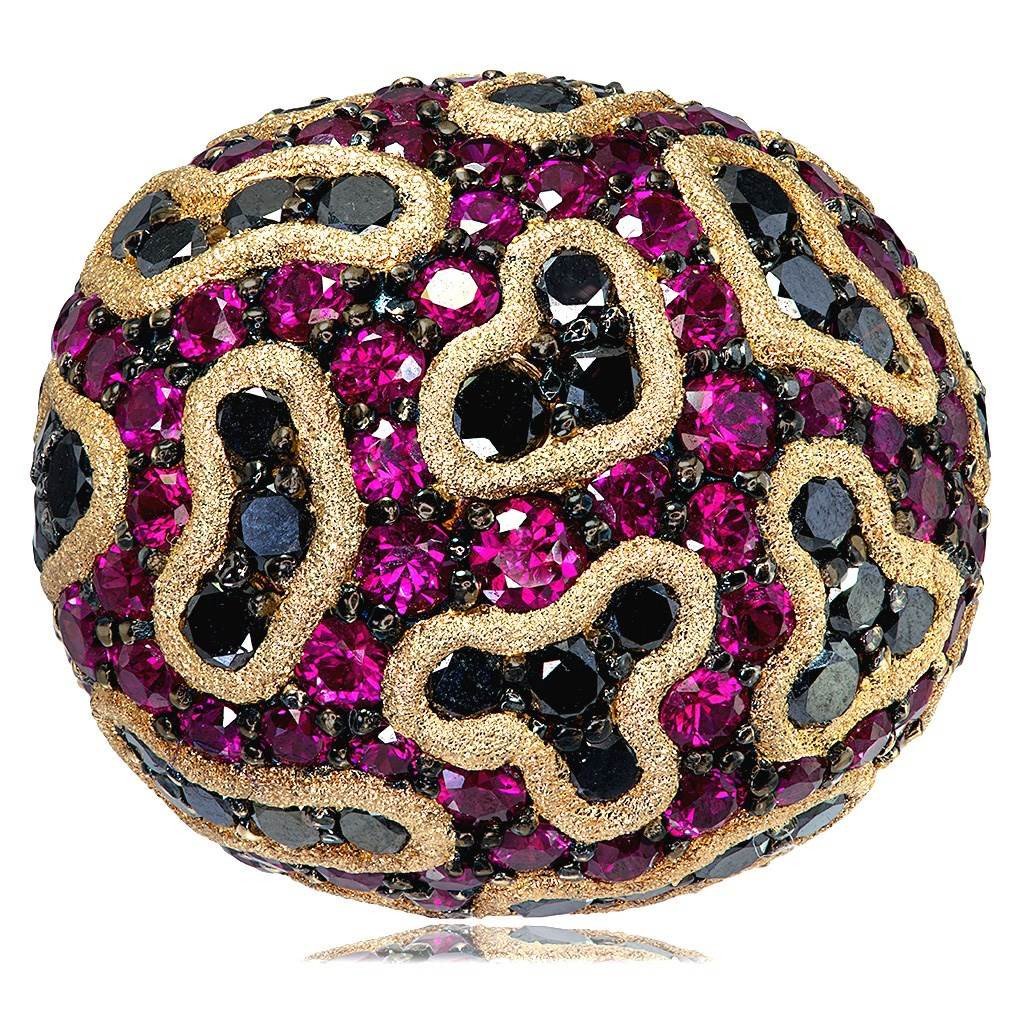 Ruby and Diamond Rose Gold Fine Lace Ring