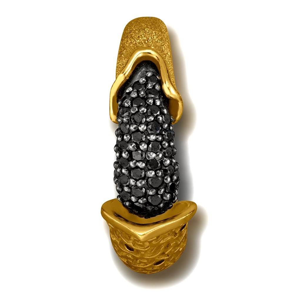 Black Diamonds and Yellow Gold Aorn Ring