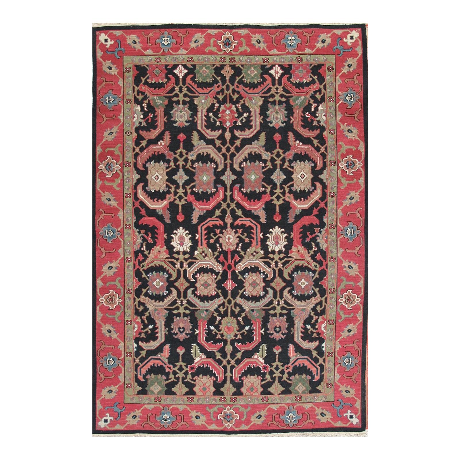 Soumak Design Hand Woven Wool Rug - 6' X 9'