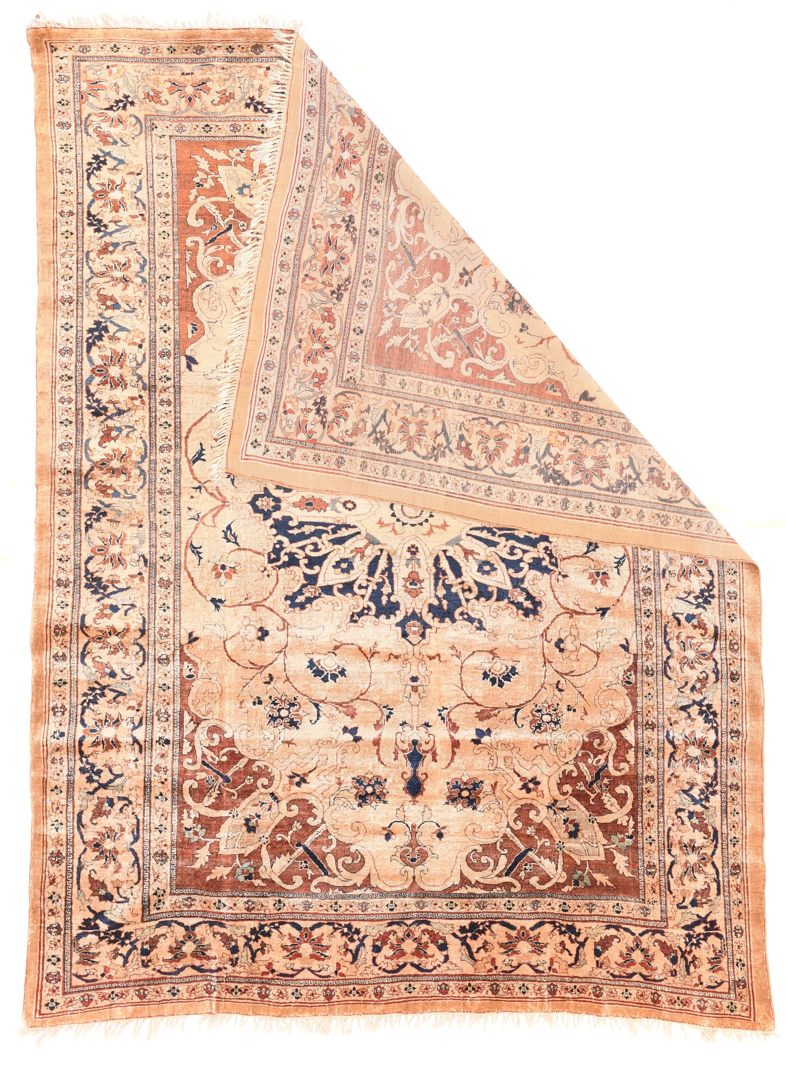 Antique Silk Heriz Persian Rug