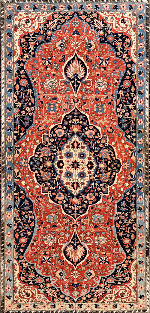 Antique Mohtasham Kashan Persian Area Rug