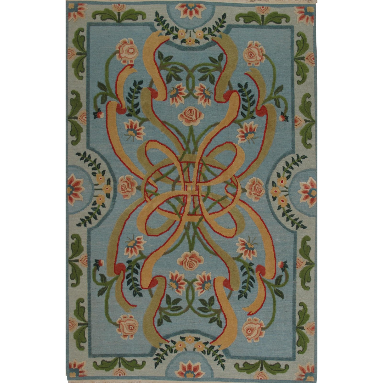 Soumak Design Hand Woven Wool Rug - 6' X 9'