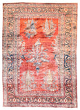 Antique Red Heriz silk Area Rug