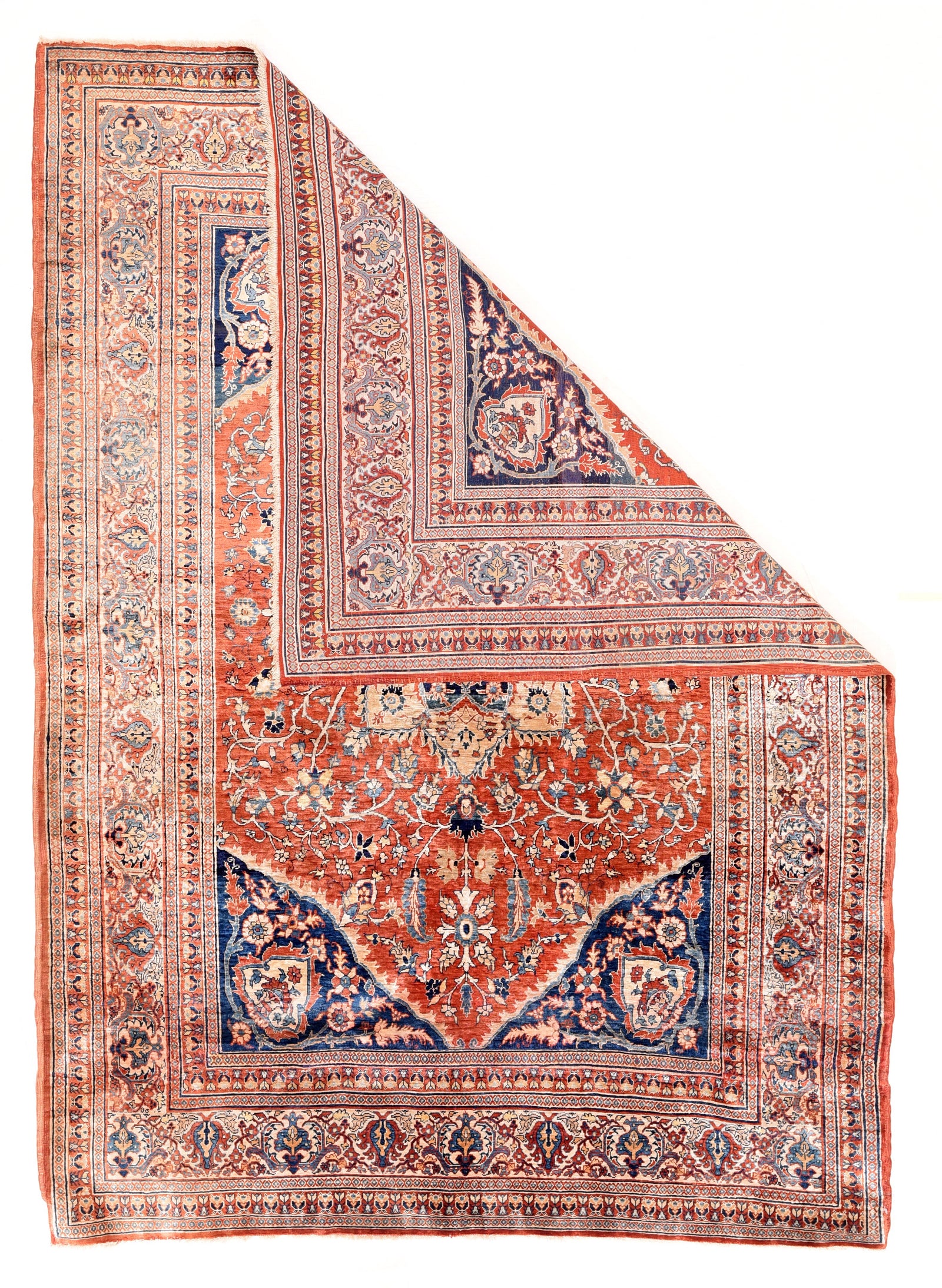Antique Heriz Silk Persian Area Rug
