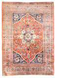 Antique Rust Heriz Silk Persian Area Rug