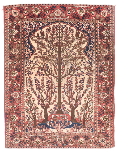 Antique Ivory field Isfahan Persian Area Rug