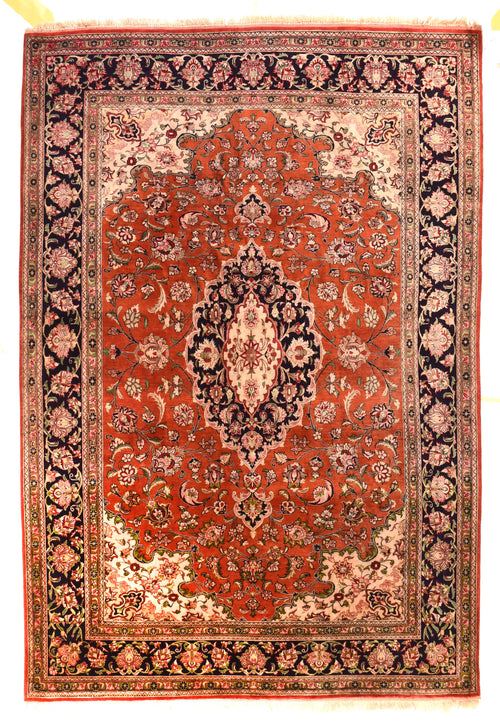 Excellent Red Extremley Fine Persian Qum Area Rug