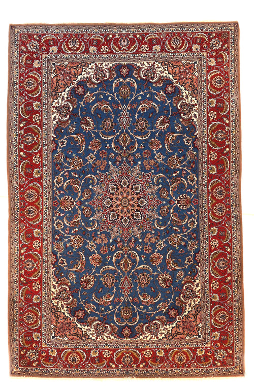 Antique Red Persian Isfahan Area Rug