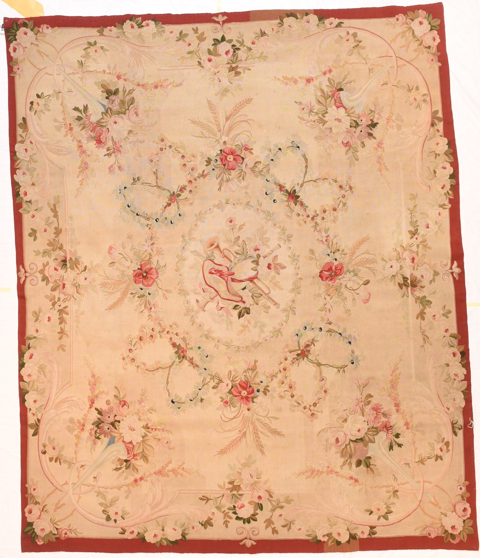 Antique Beige Aubusson-Beauvais French Tapestry Area Rug