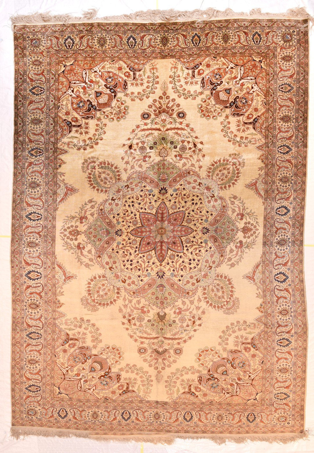 Antique Ivory Turkish Herekeh Area Rug