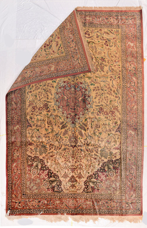 Vintage Persian Qum Area Rug