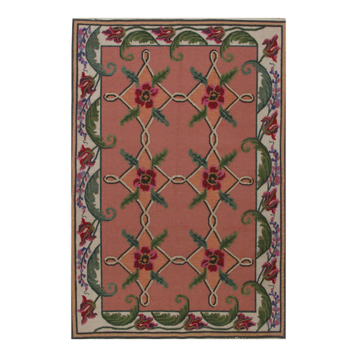 Soumak Design Hand Woven Wool Rug - 6' X 9'