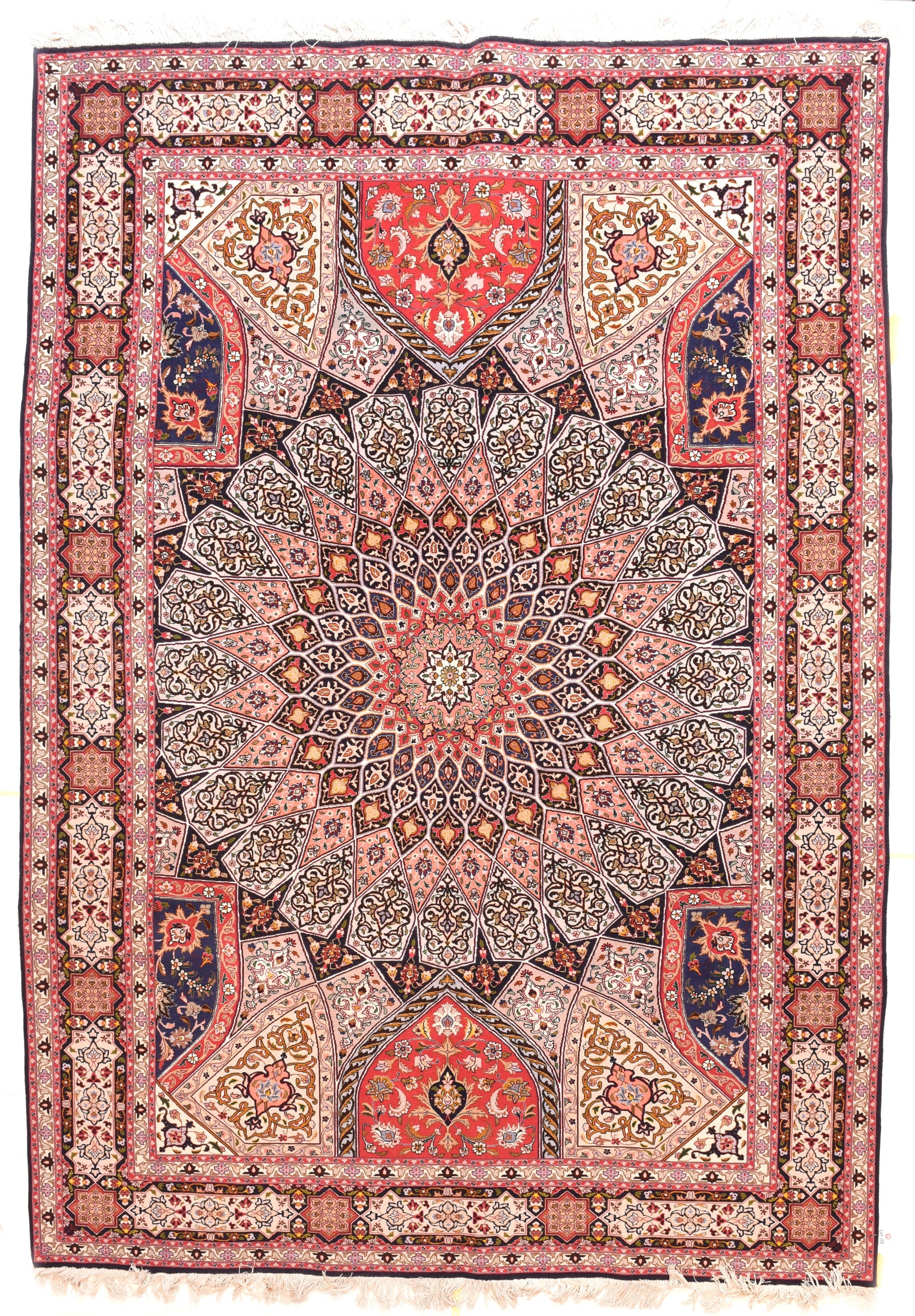 Vintage Black Persian Tabriz Area Rug