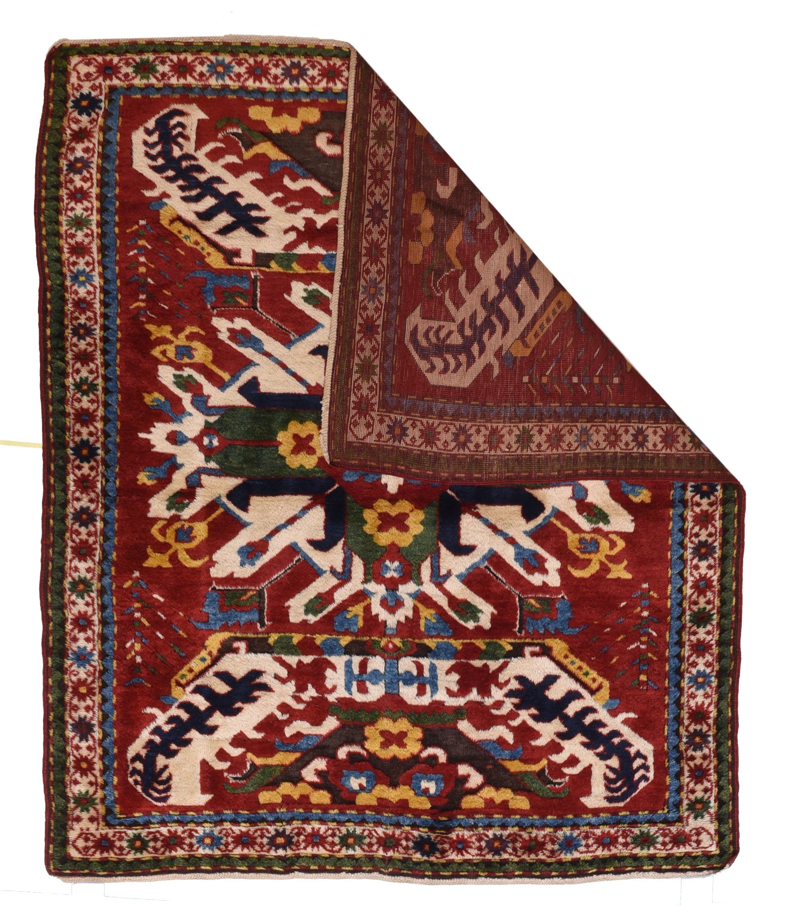 Antique Kazak Caucasian Russian Area Rug