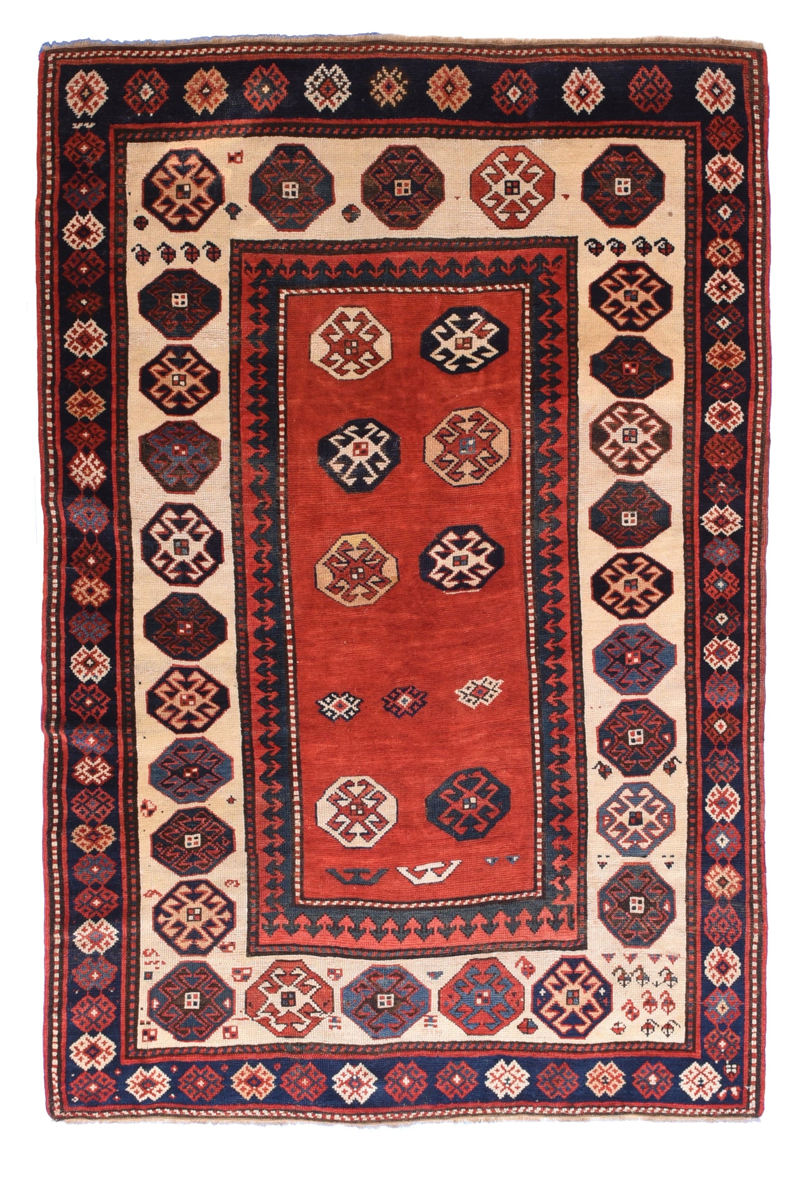 Antique Red Kazak Russain Area Rug