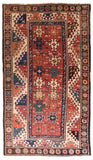 Antique Red Kazak Borcholo Russian Area Rug