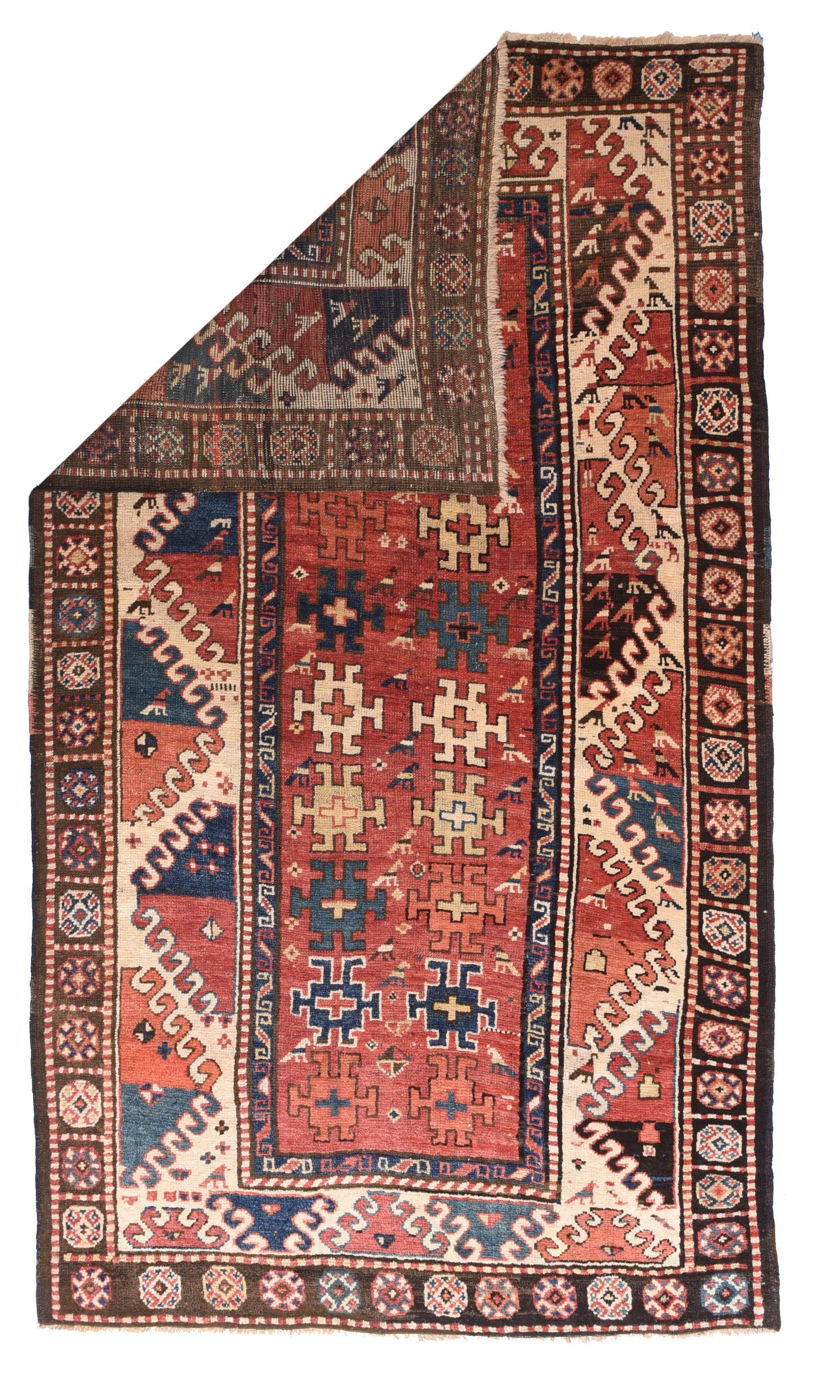 Antique Kazak Borcholo Russian Area Rug