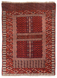 Antique Red Kachli Bukhara Russian Area Rug
