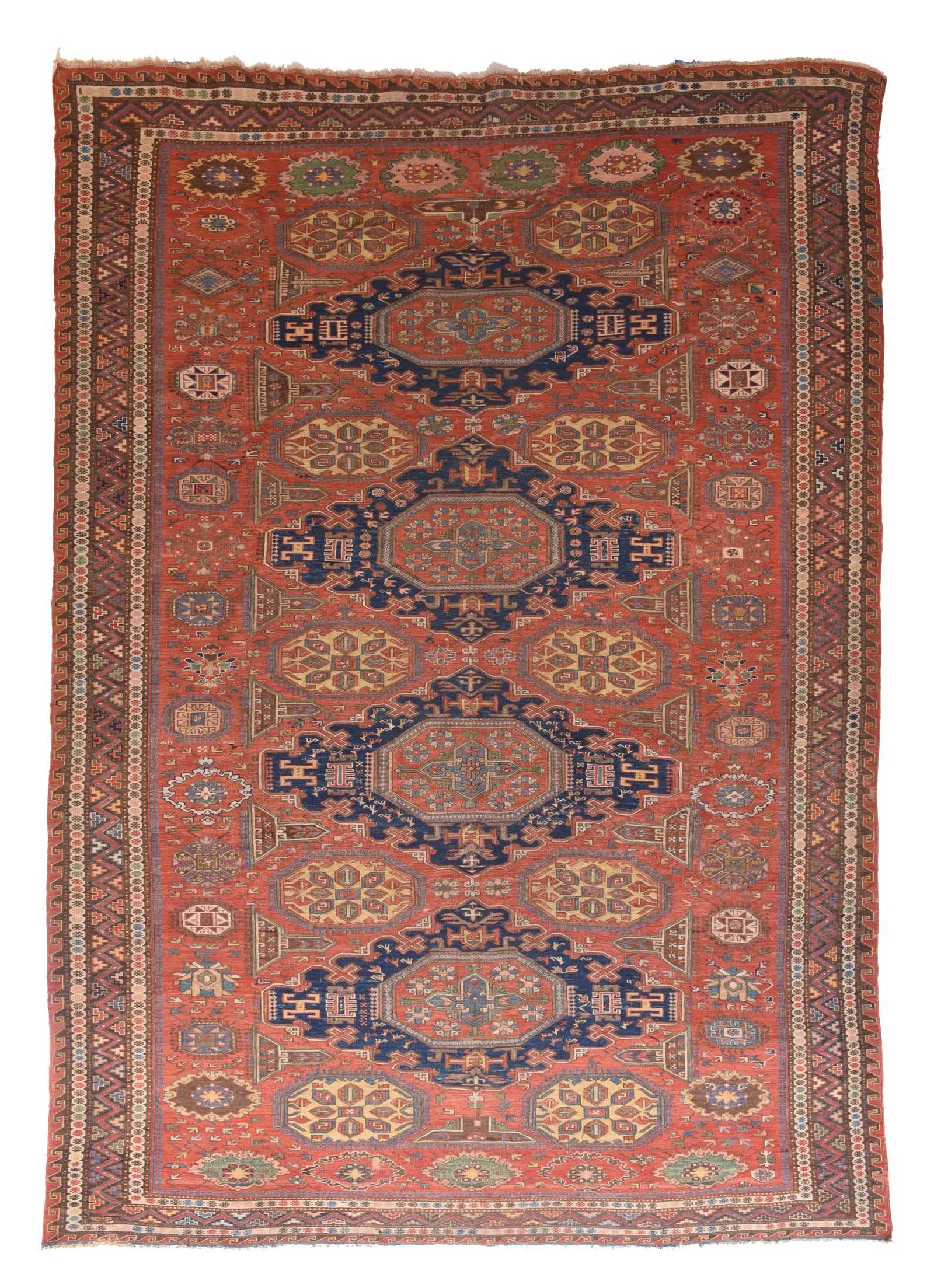 Antique Red Soumak Russian Area Rug