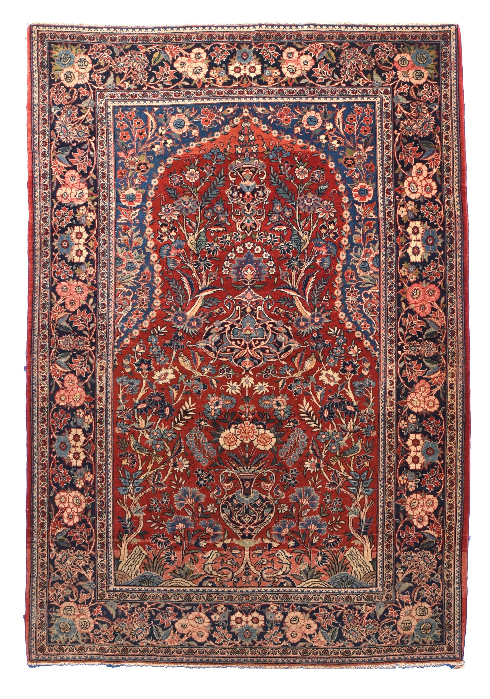 Semi Antique Red Kashan Persian Area Rug