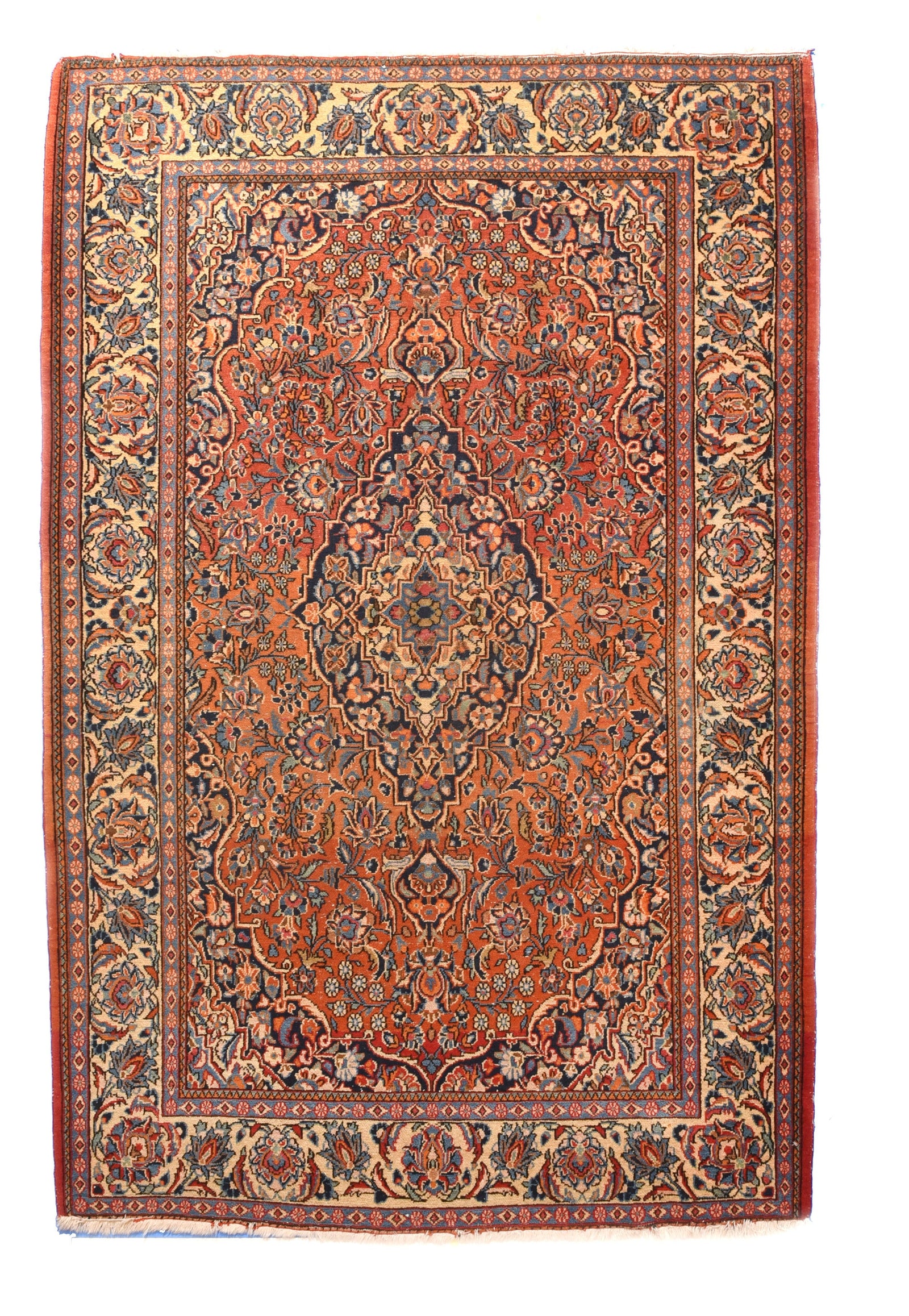 Semi Antique Rust Kashan Persian Area Rug