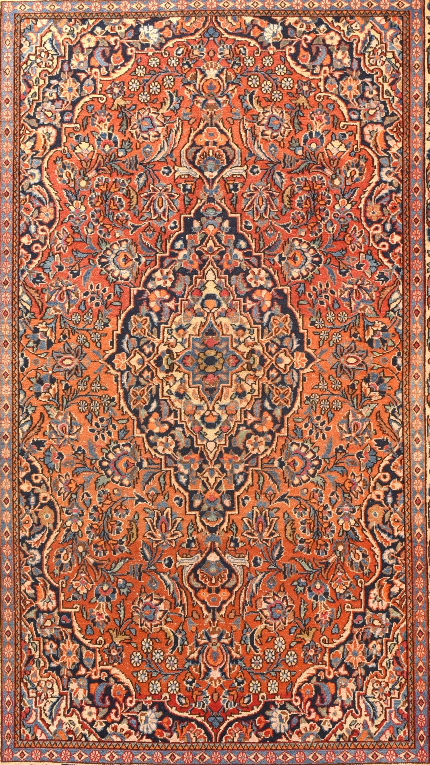 Semi Rust Kashan Persian Area Rug