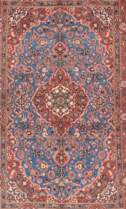 Semi Blue Kashan Persian Area Rug