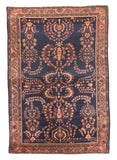 Antique Black Mohajeran Sarouk Persian Area Rug