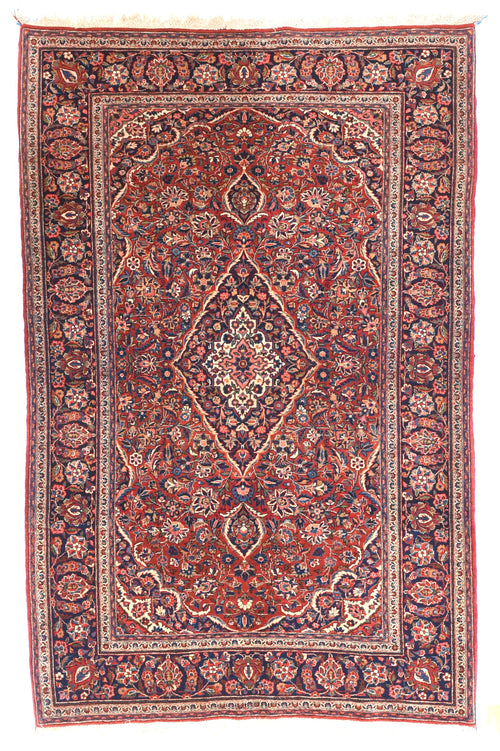 Antique Red Kashan Persian Area Rug