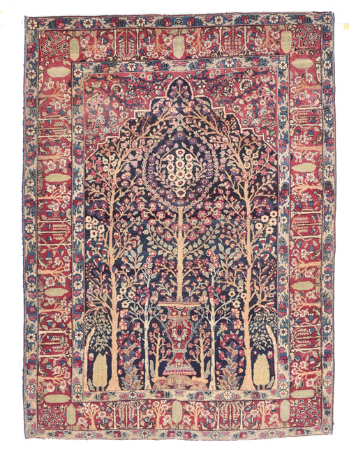 Antique Red Yazd Persian Area Rug