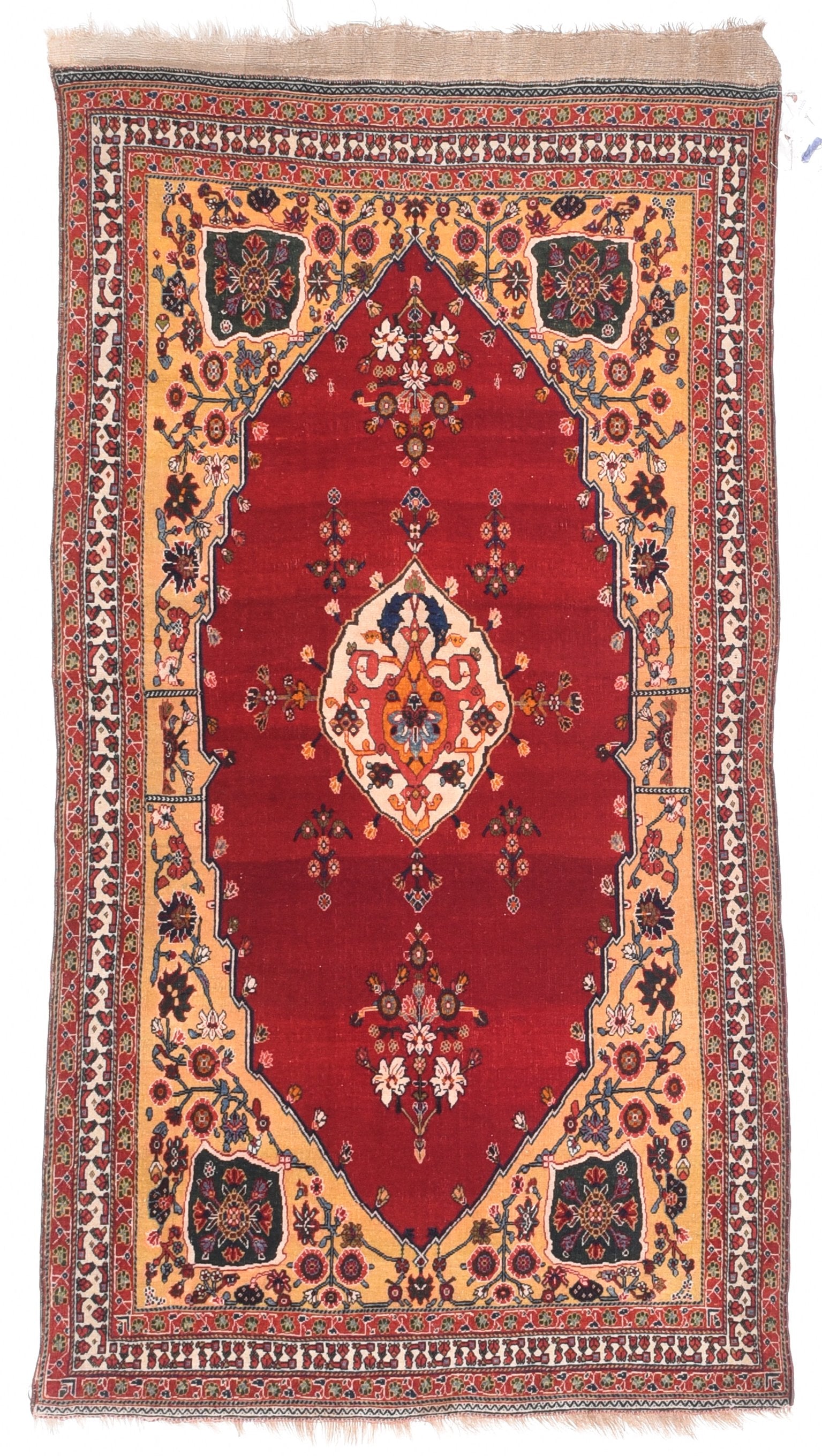Antique Red Qushkai Persian Area Rug